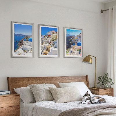 Lot de 3 tableaux pour salon Architecture paysagère Oia Santorini