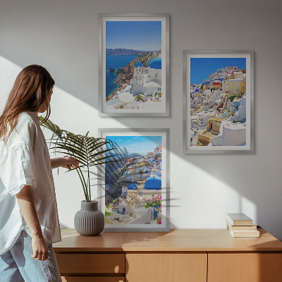 Lot de 3 tableaux pour salon Architecture paysagère Oia Santorini