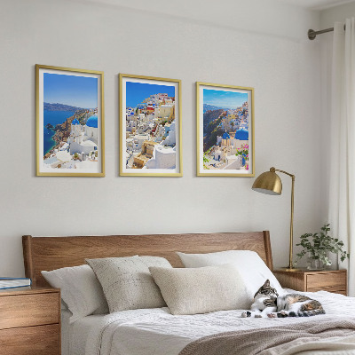 Lot de 3 tableaux pour salon Architecture paysagère Oia Santorini