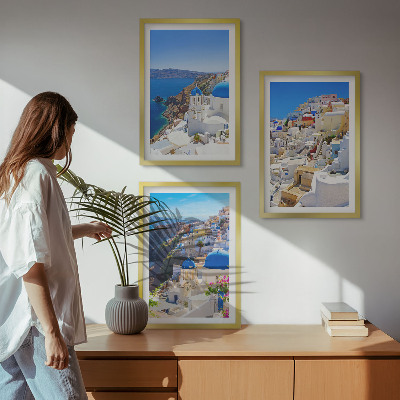 Lot de 3 tableaux pour salon Architecture paysagère Oia Santorini