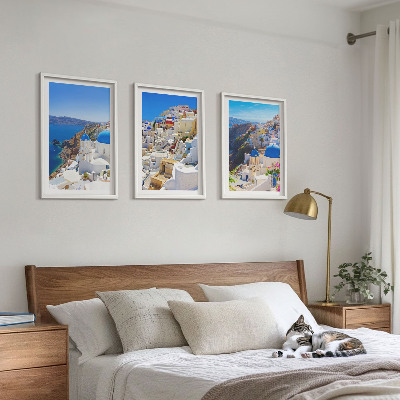 Lot de 3 tableaux pour salon Architecture paysagère Oia Santorini