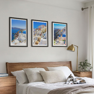 Lot de 3 tableaux pour salon Architecture paysagère Oia Santorini