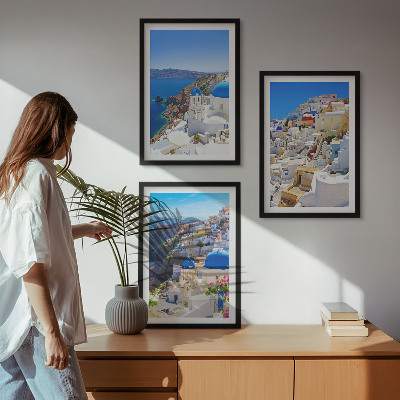 Lot de 3 tableaux pour salon Architecture paysagère Oia Santorini