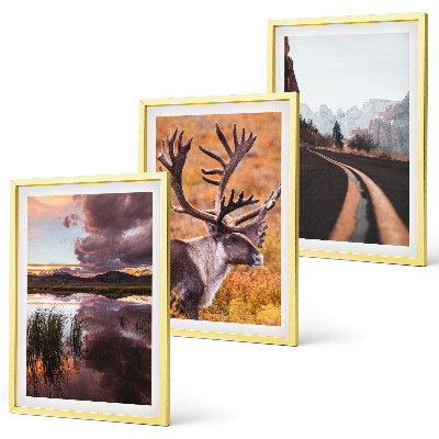 Lot de 3 tableaux pour salon Paysages de montagne avec des rennes