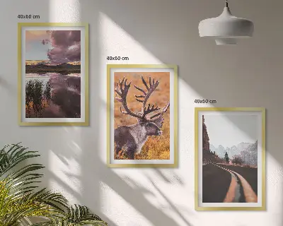 Tableaux pour salon paysages de montagne et rennes lot de 3 pièces