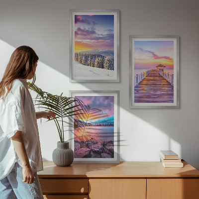 Cadre photo mural Paysage de lac de montagne en hiver