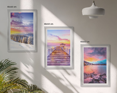 Cadre photo mural Paysage de lac de montagne en hiver