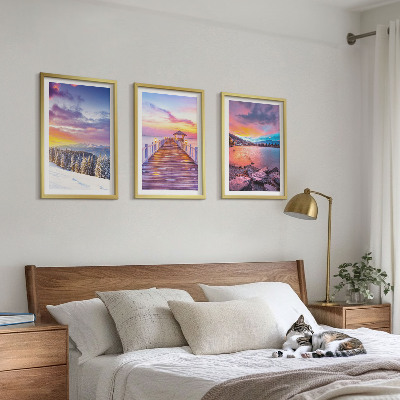 Cadre photo mural Paysage de lac de montagne en hiver