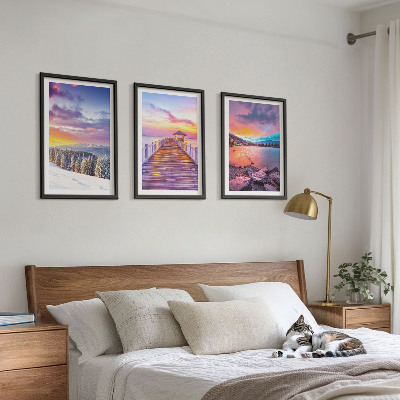 Cadre photo mural Paysage de lac de montagne en hiver
