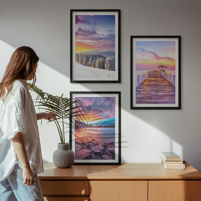 Cadre photo mural Paysage de lac de montagne en hiver