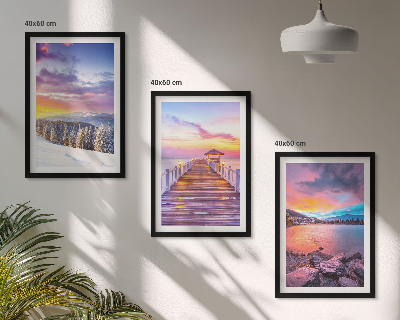 Cadre photo mural Paysage de lac de montagne en hiver