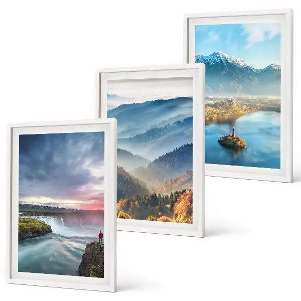 Lot de 3 tableaux pour salon représentant des paysages de montagnes avec des cascades