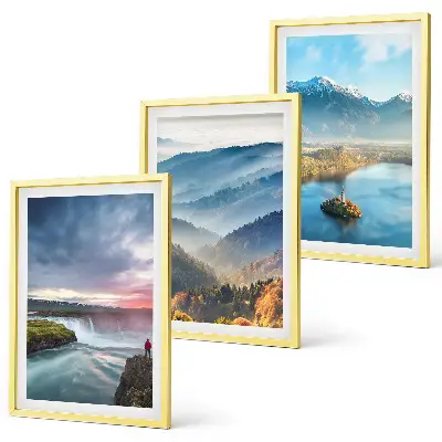 Lot de 3 tableaux pour salon représentant des paysages de montagnes avec des cascades