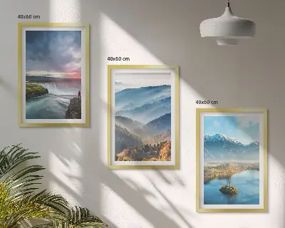Lot de 3 tableaux pour salon représentant des paysages de montagnes avec des cascades