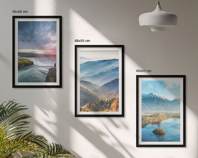 Lot de 3 tableaux pour salon Paysages de montagne cascades