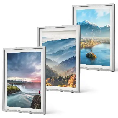 Lot de 3 tableaux pour salon représentant des paysages de montagnes avec des cascades