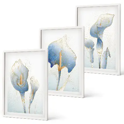 Cadre photo mural avec motif de fleurs bleues en arrière-plan