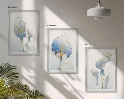 Cadre photo mural avec motif de fleurs bleues en arrière-plan