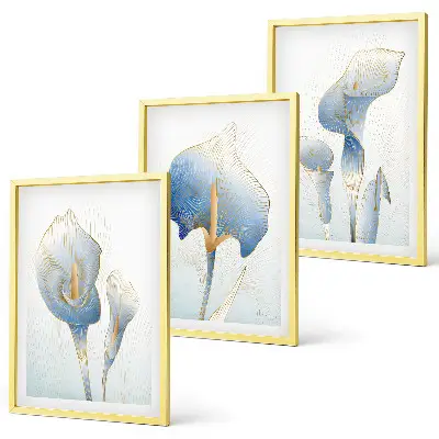 Cadre photo mural avec motif de fleurs bleues en arrière-plan