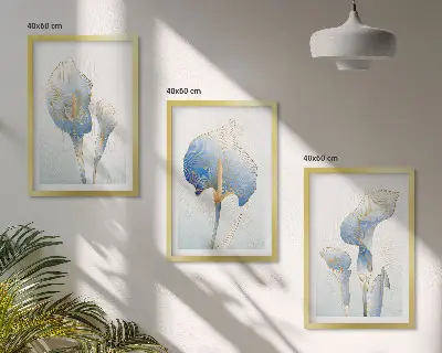 Cadre photo mural avec motif de fleurs bleues en arrière-plan