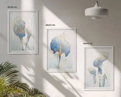 Cadre photo mural avec motif de fleurs bleues en arrière-plan