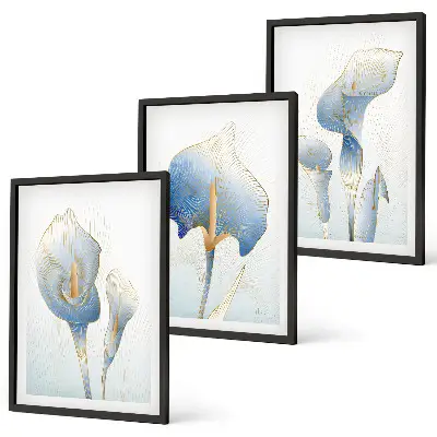 Cadre photo mural avec motif de fleurs bleues en arrière-plan