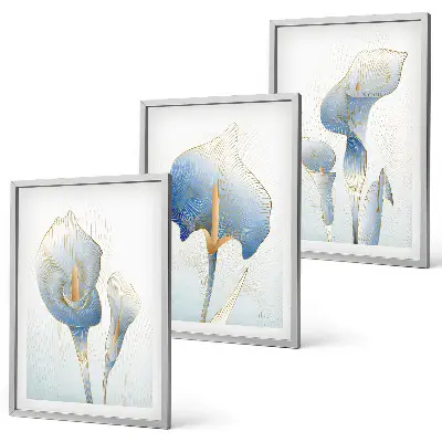 Cadre photo mural avec motif de fleurs bleues en arrière-plan