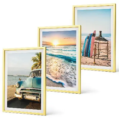 Lot de 3 tableaux pour salon représentant des vacances au coucher du soleil à Miami
