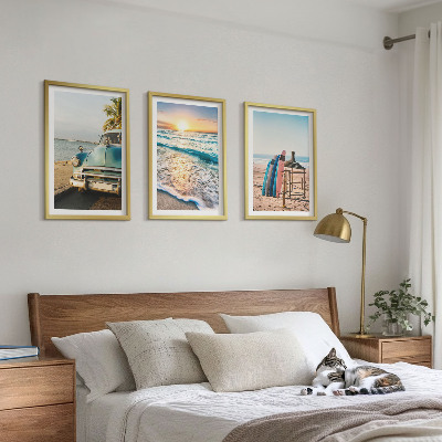 Lot de 3 tableaux pour salon Vacances au coucher du soleil à Miami
