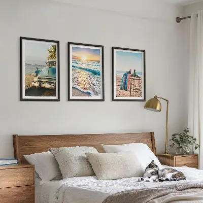 Lot de 3 tableaux pour salon représentant des vacances au coucher du soleil à Miami