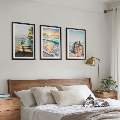 Lot de 3 tableaux pour salon Vacances au coucher du soleil à Miami