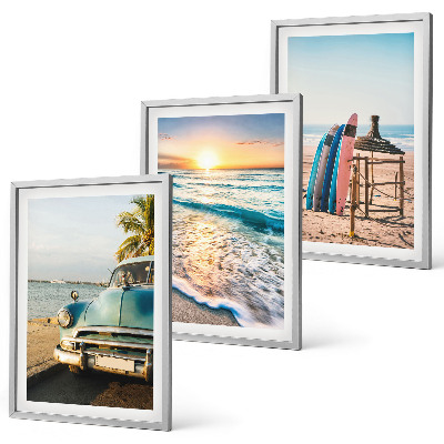 Lot de 3 tableaux pour salon Vacances au coucher du soleil à Miami
