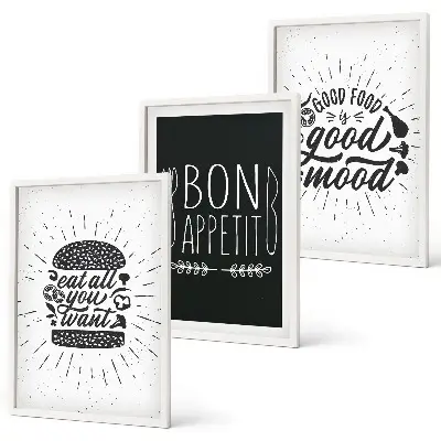 Cadre photo mural décoration avec graphiques, alimentation et slogans culinaires