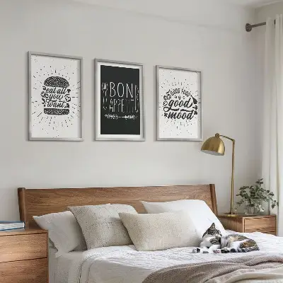 Cadre photo mural décoration avec graphiques, alimentation et slogans culinaires