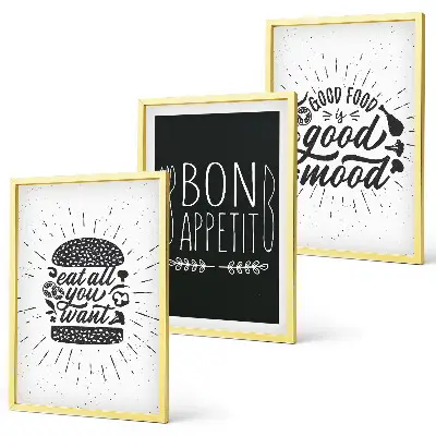 Cadre photo mural décoration avec graphiques, alimentation et slogans culinaires