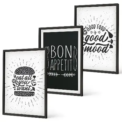 Cadre photo mural décoration avec graphiques, alimentation et slogans culinaires