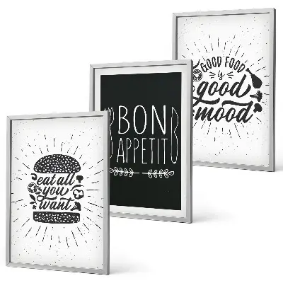 Cadre photo mural décoration avec graphiques, alimentation et slogans culinaires