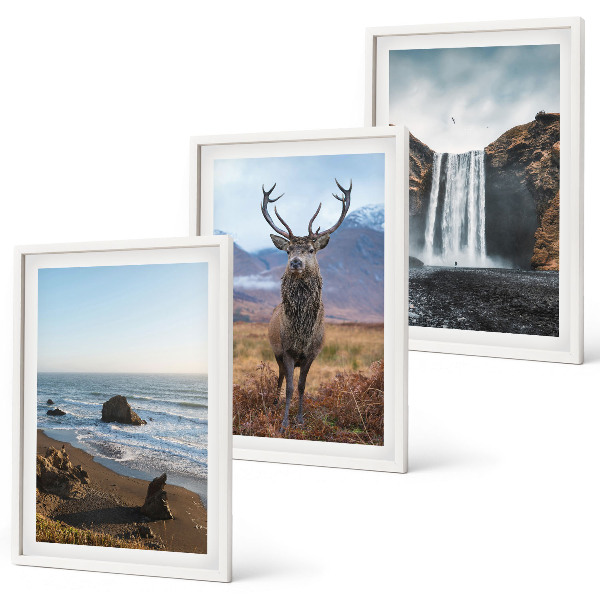 Lot de 3 tableaux pour salon Paysages de montagne avec une cascade