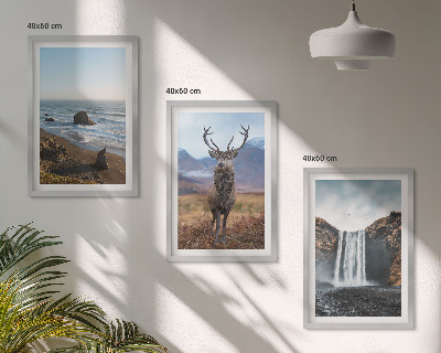 Lot de 3 tableaux pour salon Paysages de montagne avec une cascade