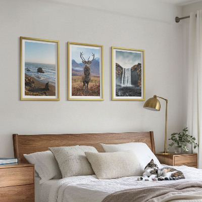 Lot de 3 tableaux pour salon Paysages de montagne avec une cascade