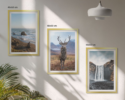 Lot de 3 tableaux pour salon Paysages de montagne avec une cascade