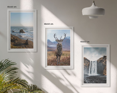 Lot de 3 tableaux pour salon Paysages de montagne avec une cascade