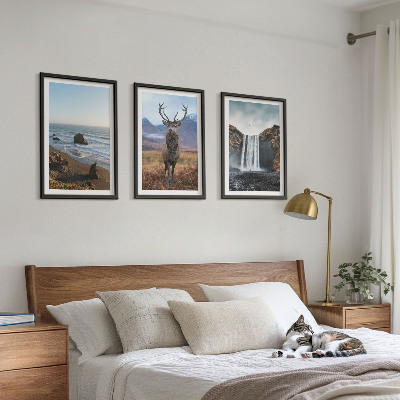 Lot de 3 tableaux pour salon Paysages de montagne avec une cascade