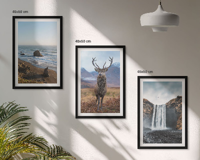 Lot de 3 tableaux pour salon Paysages de montagne avec une cascade