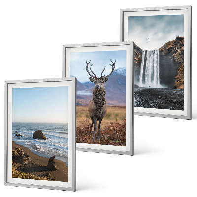 Lot de 3 tableaux pour salon Paysages de montagne avec une cascade
