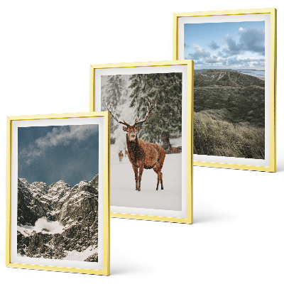 Cadre photo mural Paysage de forêt de cerfs enneigés de montagne