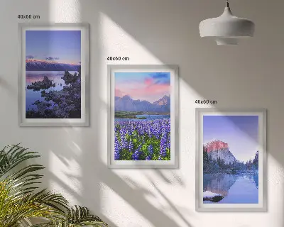 Cadre photo mural paysage de montagnes avec eau et ciel