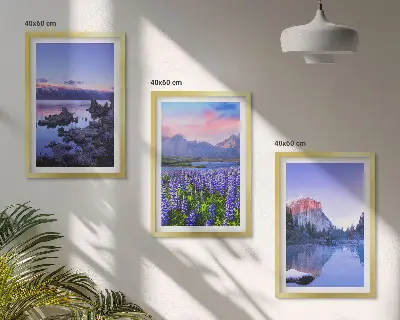 Cadre photo mural paysage de montagnes avec eau et ciel