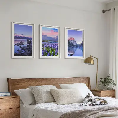 Cadre photo mural paysage de montagnes avec eau et ciel