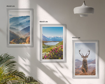 Cadre photo mural La nature des cerfs des lacs de montagne